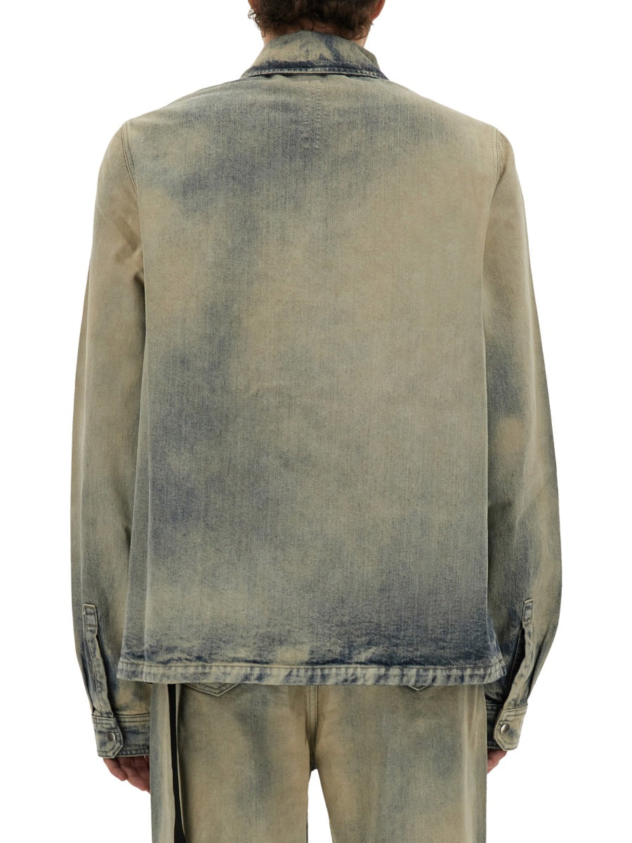 Jacket With Concealed Zipper Denim Cotton