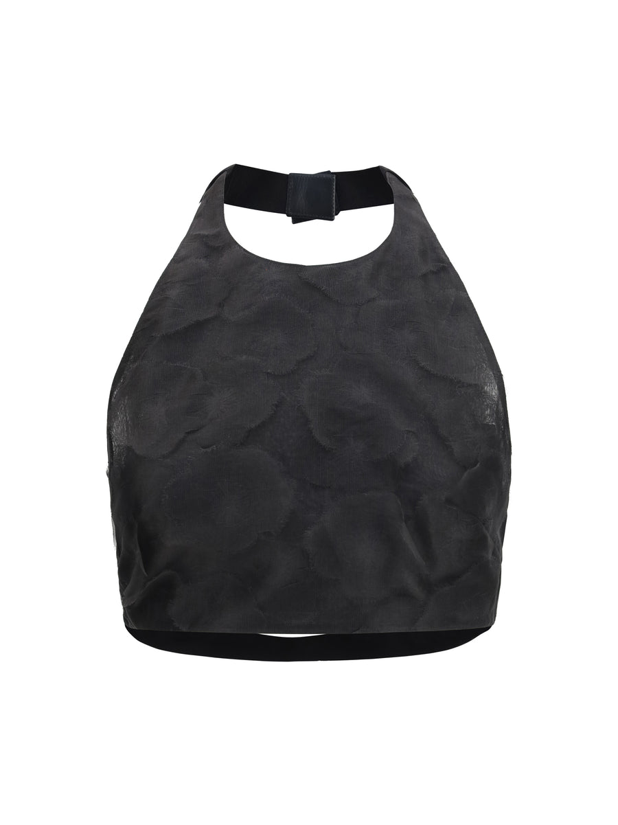 Max Mara 100% silk crop top in black