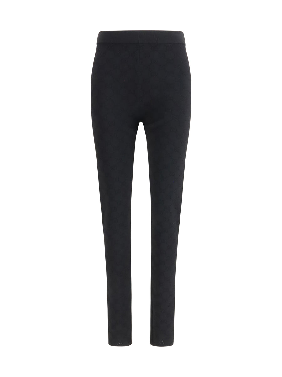 Leggings Gg Jacquard Black Viscose Trousers