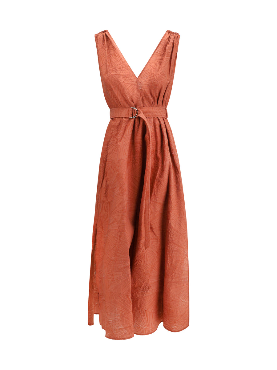 Brunello Cucinelli 82% Cotton dress in orange