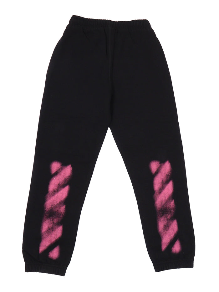 Arrow Spray Sweatpant Black - Fuchsia Cotton Lining Trackpants