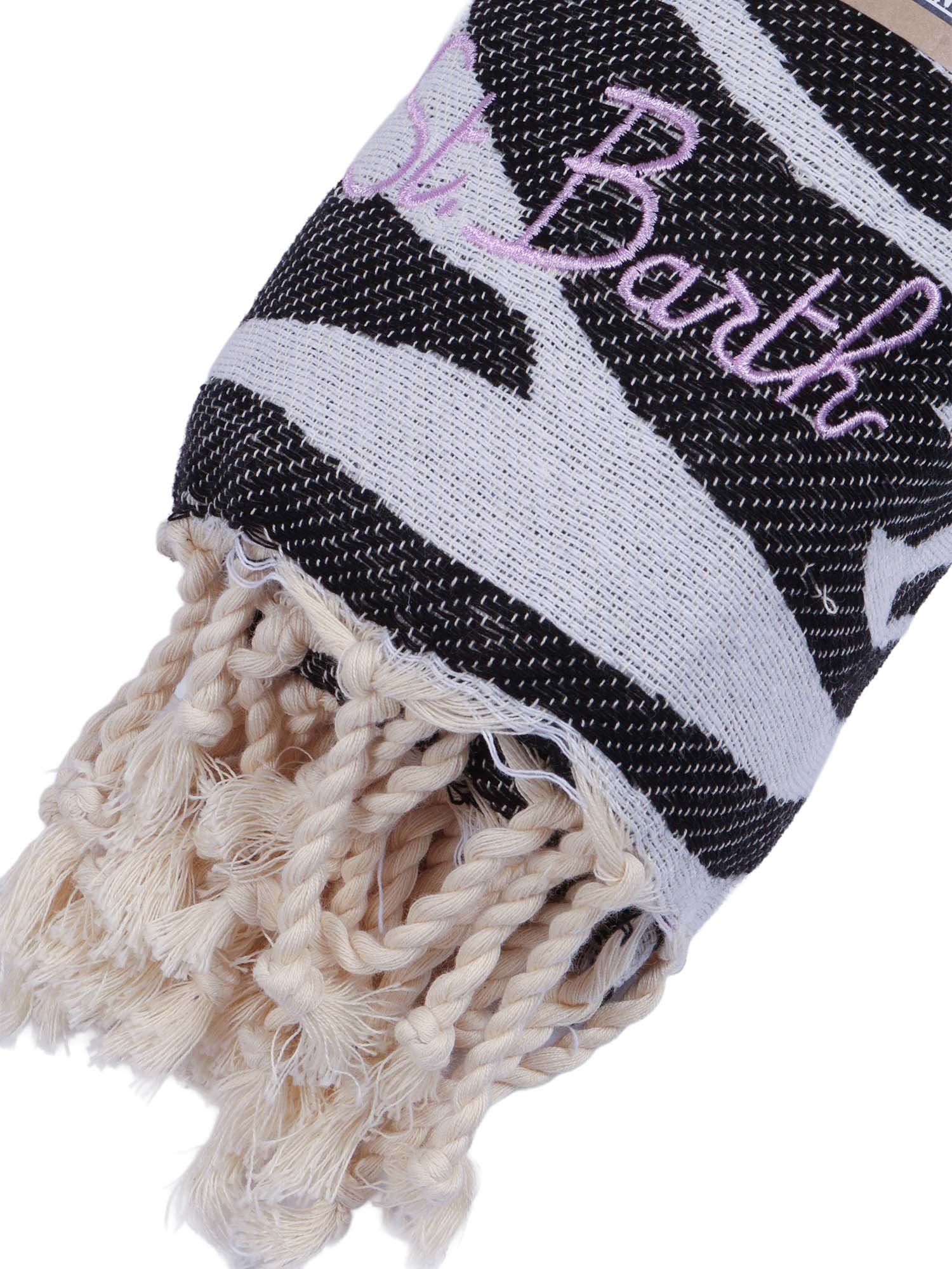 Foutas J N-Zebra Skin 01 Emb Black Cotton Telo Mare