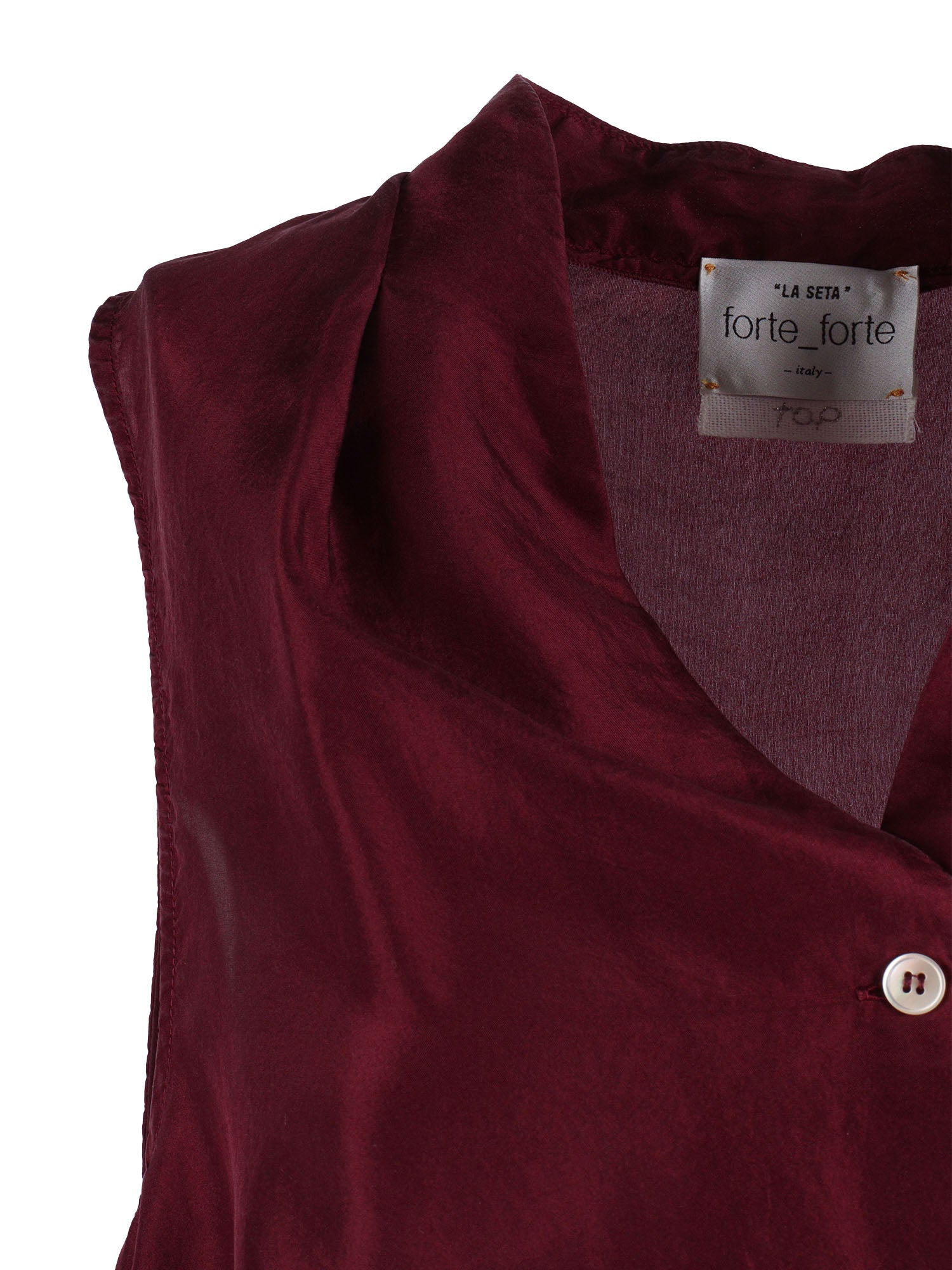 V-Neck Top Silk Habotai Bordeaux
