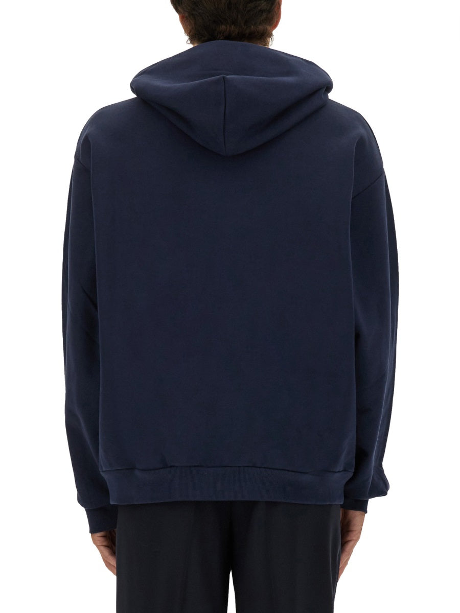 Sweatshirt With Maxi Logo Print Blue Cotton Sweatshirts