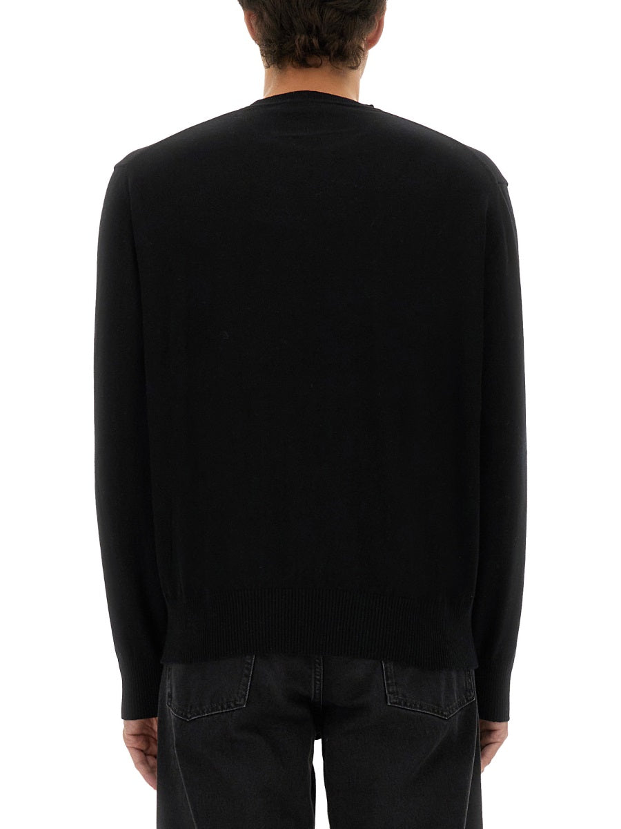 Jersey With Logo Black Cotton Cashmere Jumpers