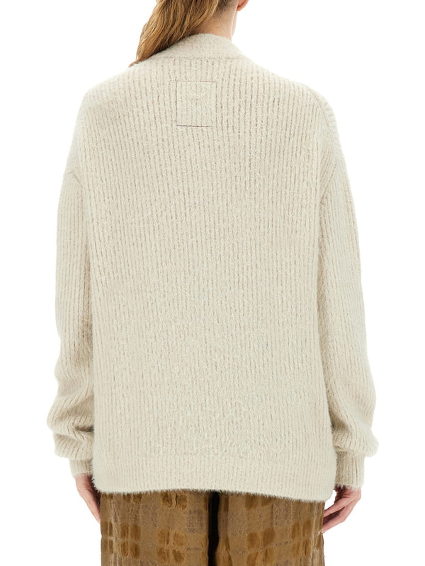 Cardigan White Wool Blend Polyamide Jumpers