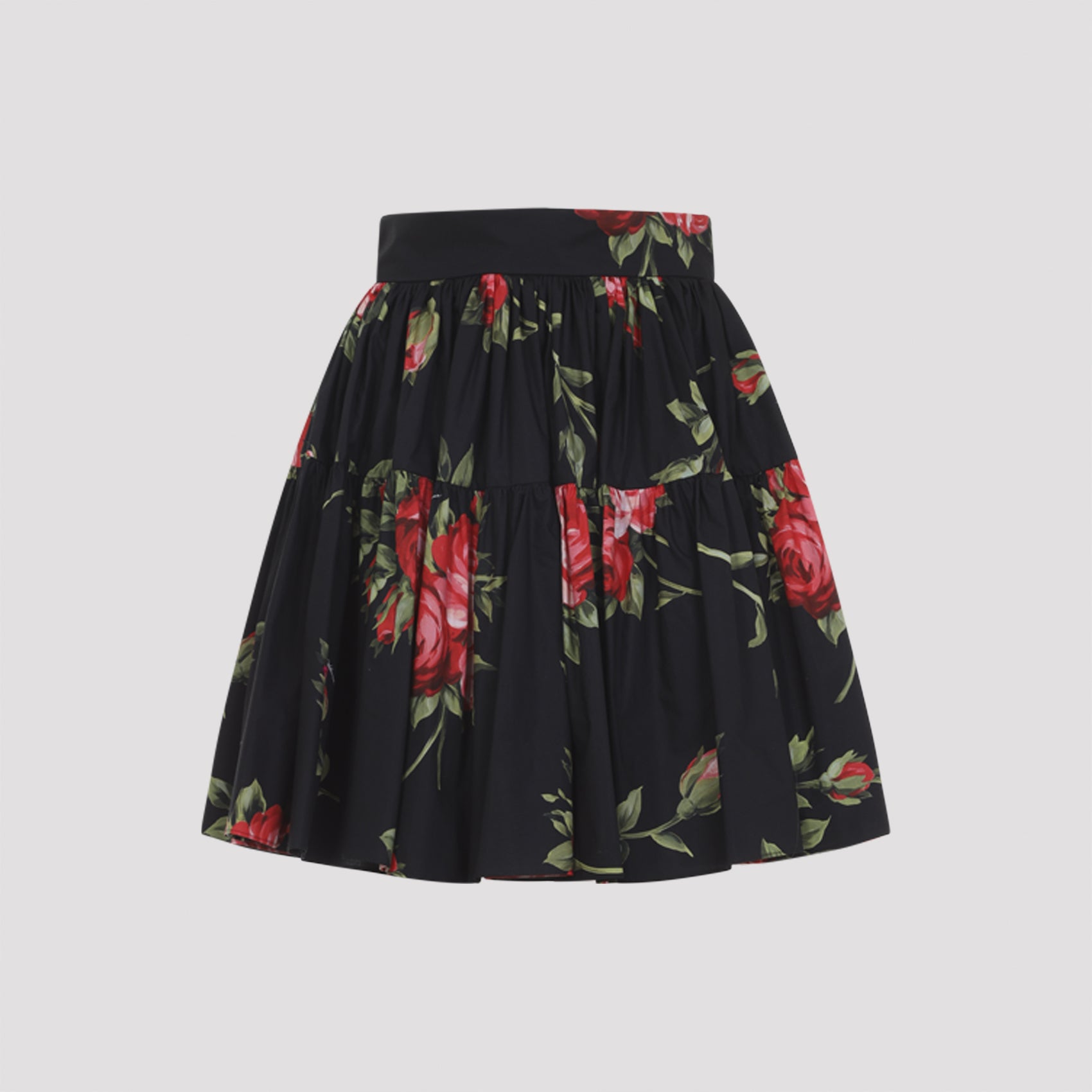 Cotton Mini Skirt Zn Bouquet Rose F Nero