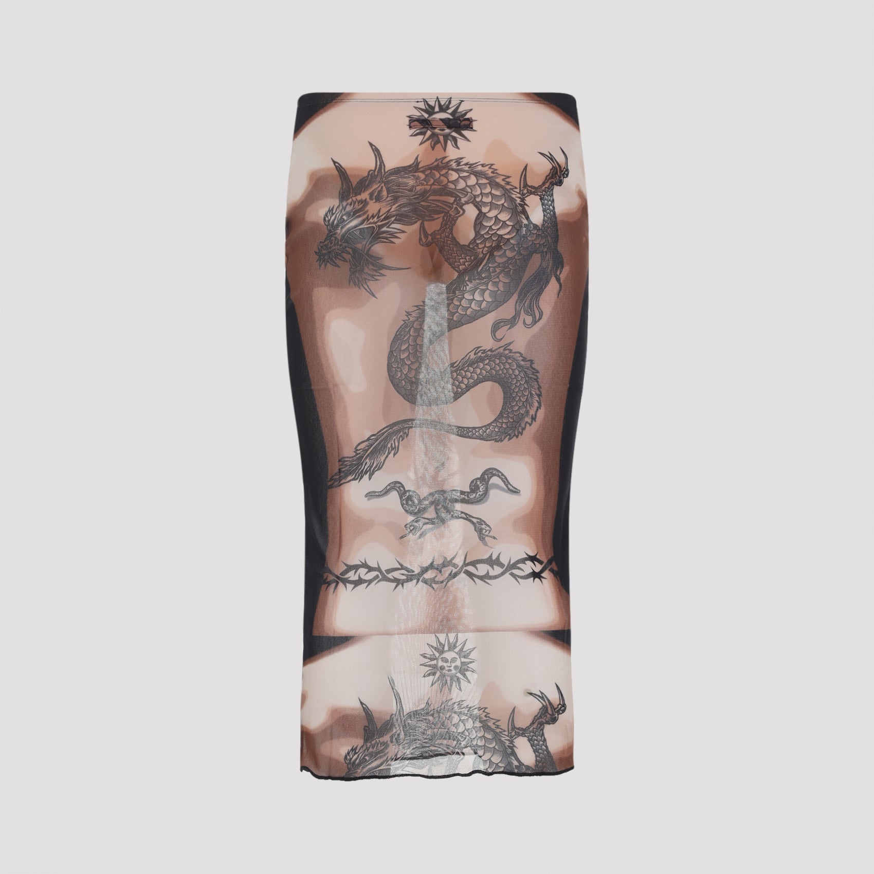 Safe Sex Tattoo Midi Skirt Multicolour Polyamide