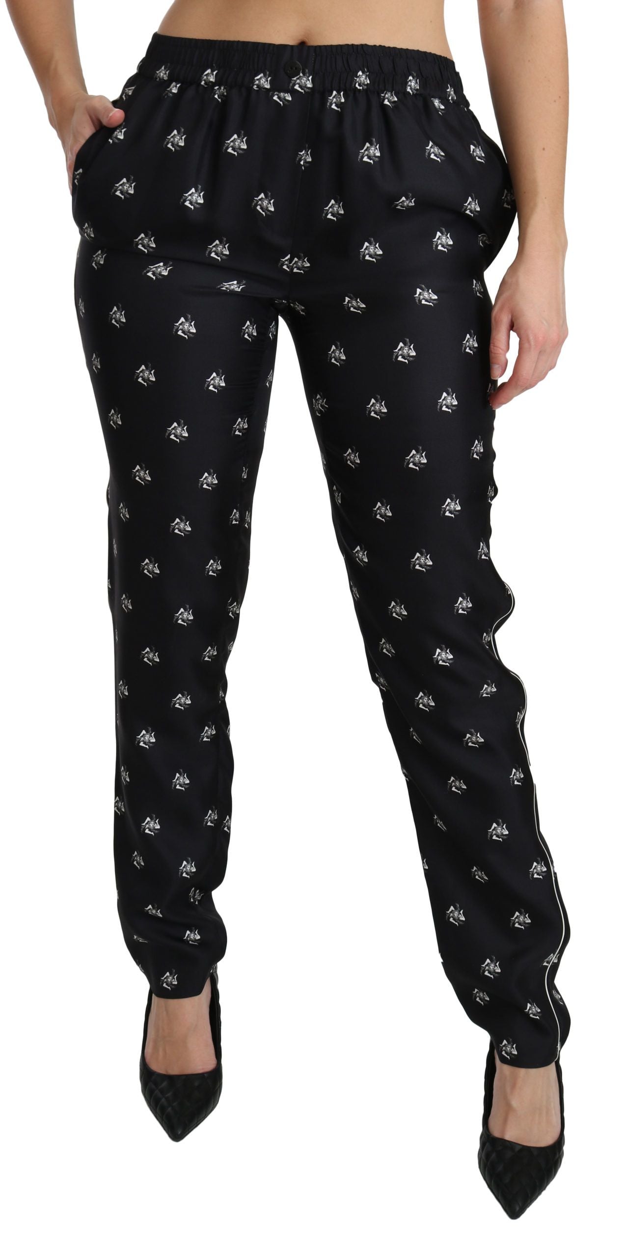 Dolce & Gabbana 100% Silk trousers in black