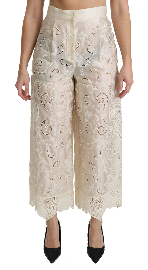 Dolce & Gabbana 62% Silk 30% Cotton 8% Polyester trousers in cream
