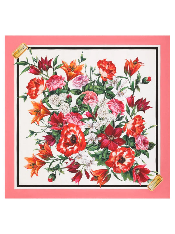 Silk Twill Floral Print Scarf Multicolour