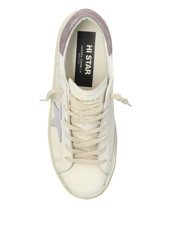 Golden Goose Flat Shoes White/lilla/liliac Lea And Rubber Sole