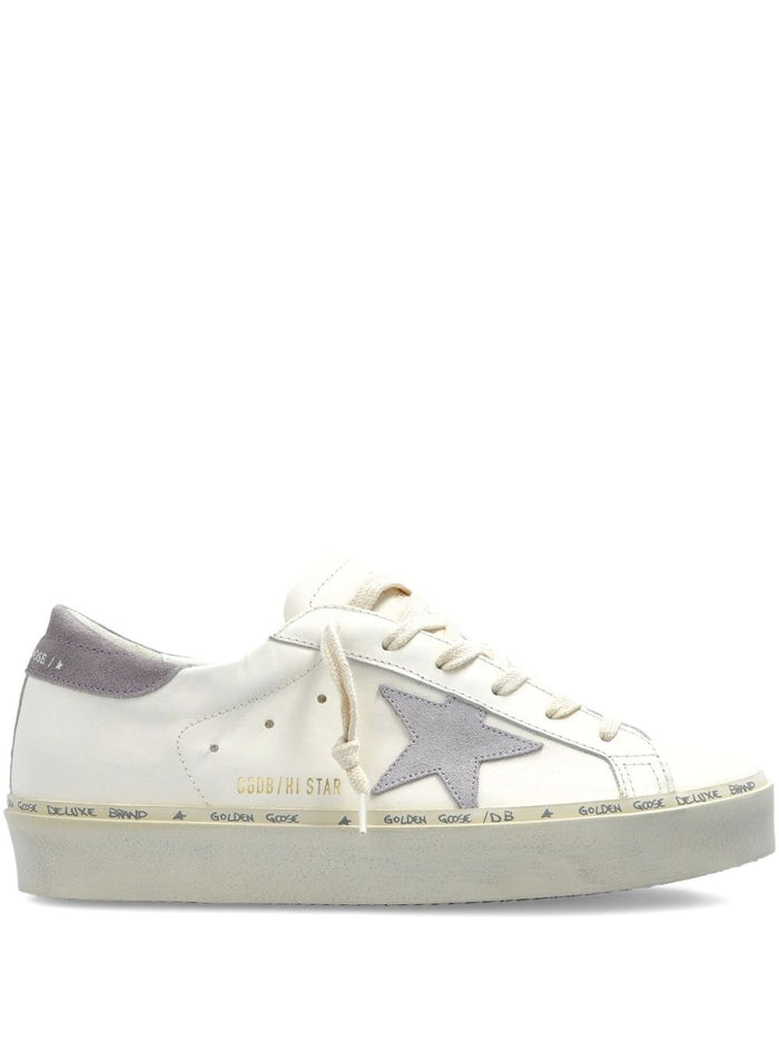 Golden Goose Flat Shoes White/lilla/liliac Lea And Rubber Sole