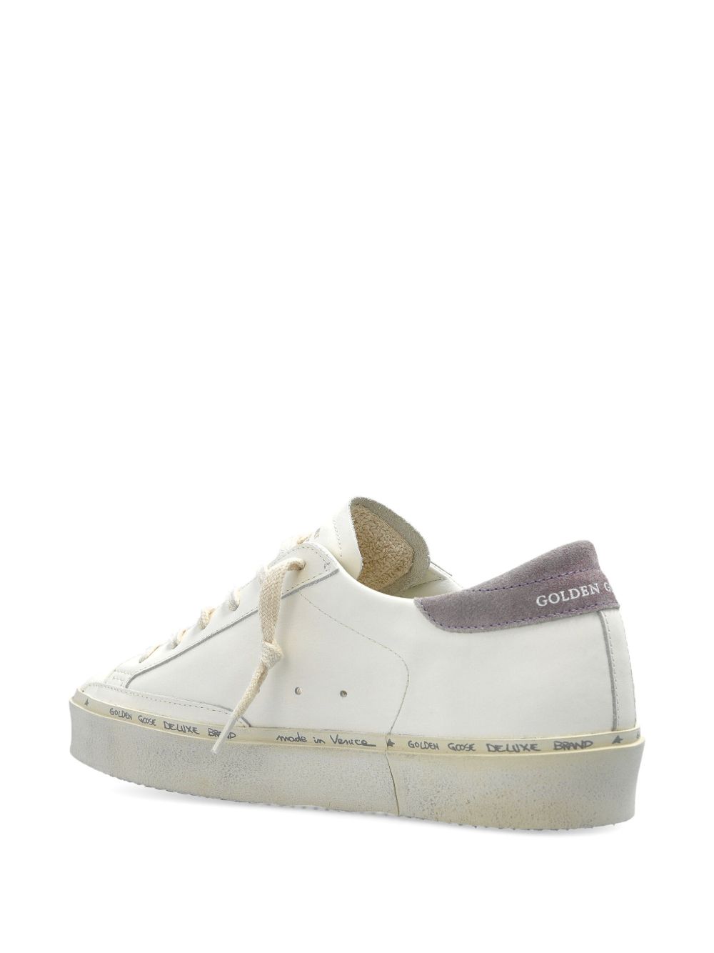 Golden Goose Flat Shoes White/lilla/liliac Lea And Rubber Sole