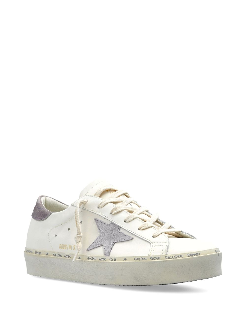 Golden Goose Flat Shoes White/lilla/liliac Lea And Rubber Sole