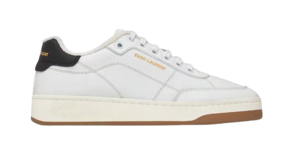 Saint Laurent Flat Shoes Blanc Optique/nero Leathe Rand Out.mat