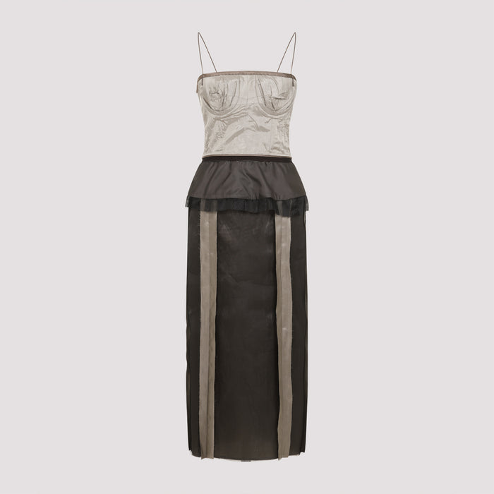 Silk Midi Dress Grey