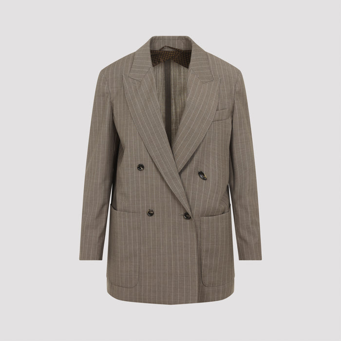 Acciaio Pinstripe Jacket Nude & Neutrals Virgin Wool