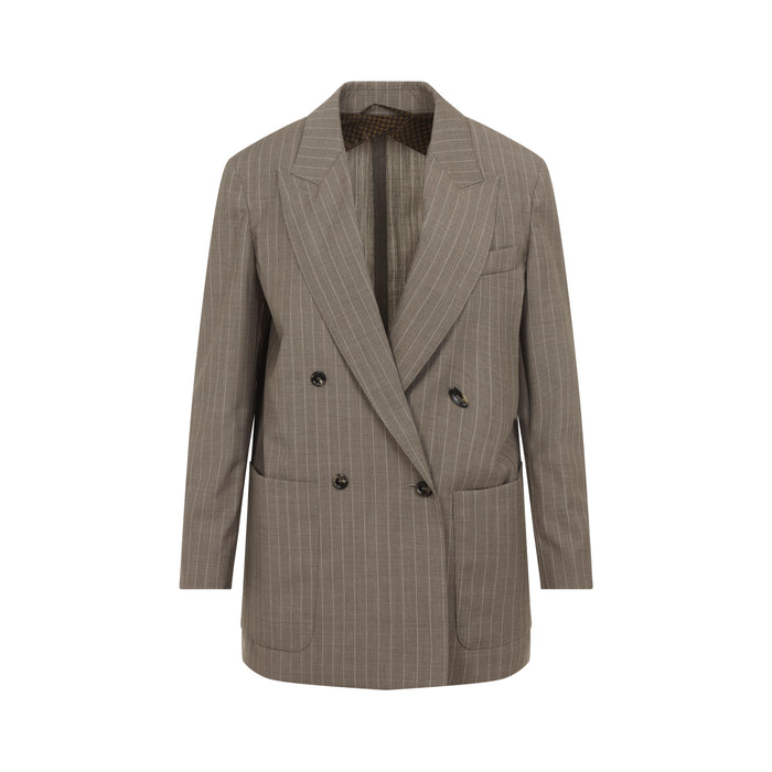Acciaio Pinstripe Jacket Nude & Neutrals Virgin Wool