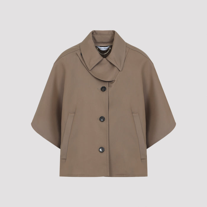Paggio Cape Trench Nude & Neutrals Cotton Coat