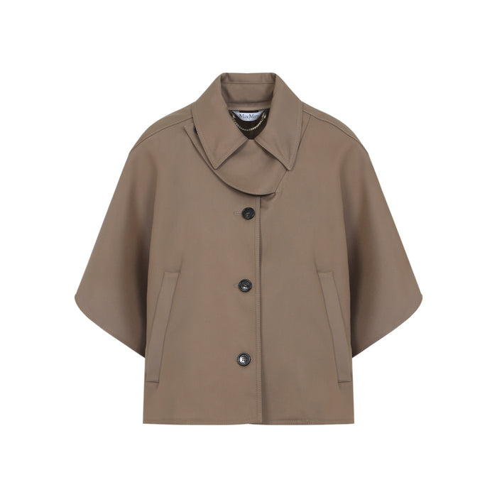 Paggio Cape Trench Nude & Neutrals Cotton Coat