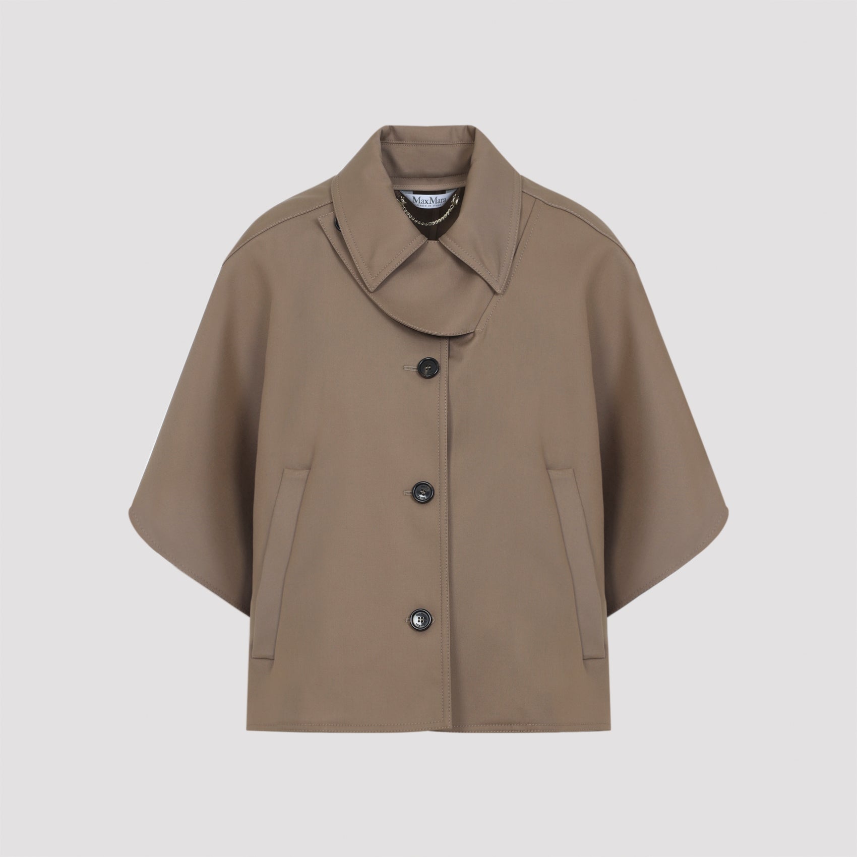 Paggio Cape Trench Nude & Neutrals Cotton Coat