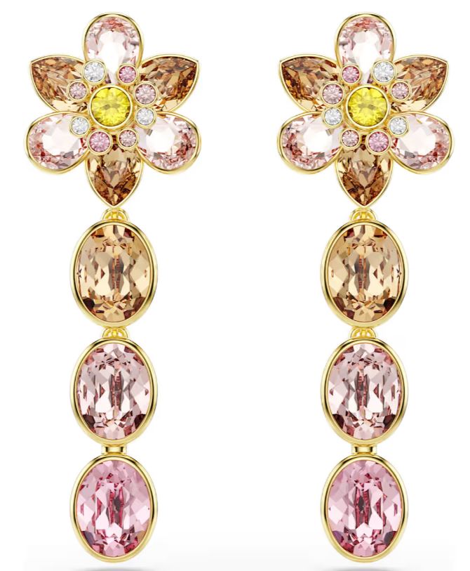 Swaroski Bijoux Gold / Multicolor (pink, Champagne, Yellow) Brass