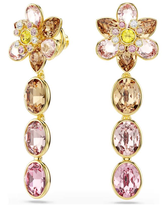 Swaroski Bijoux Gold / Multicolor (pink, Champagne, Yellow) Brass