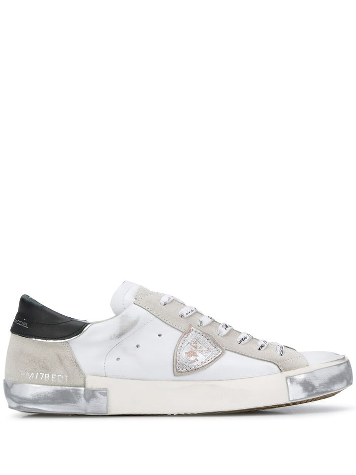Philippe Model Flat Shoes Lamine Blanc Argent