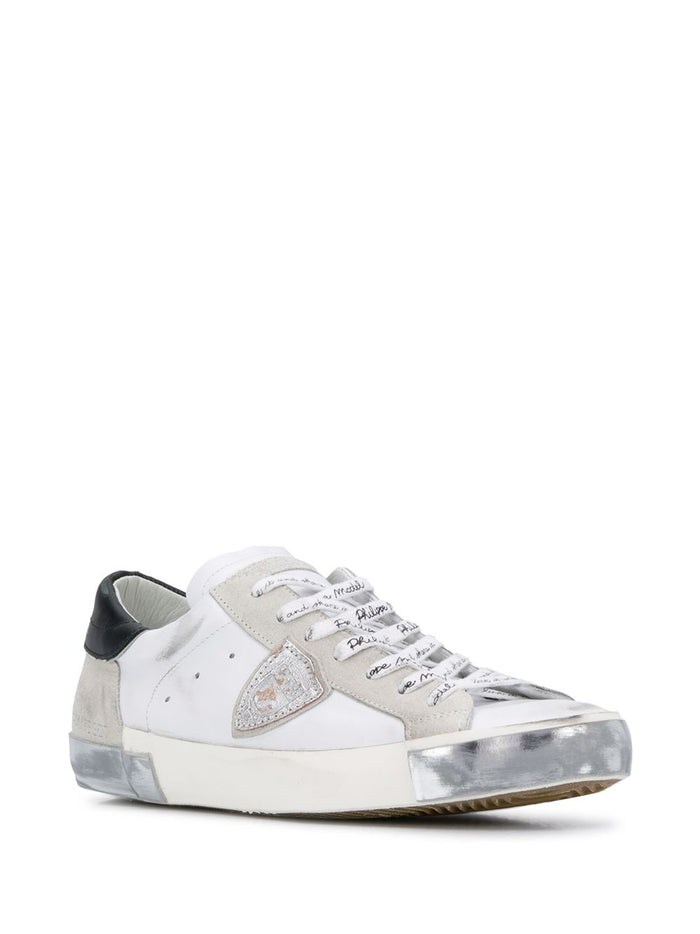 Philippe Model Flat Shoes Lamine Blanc Argent