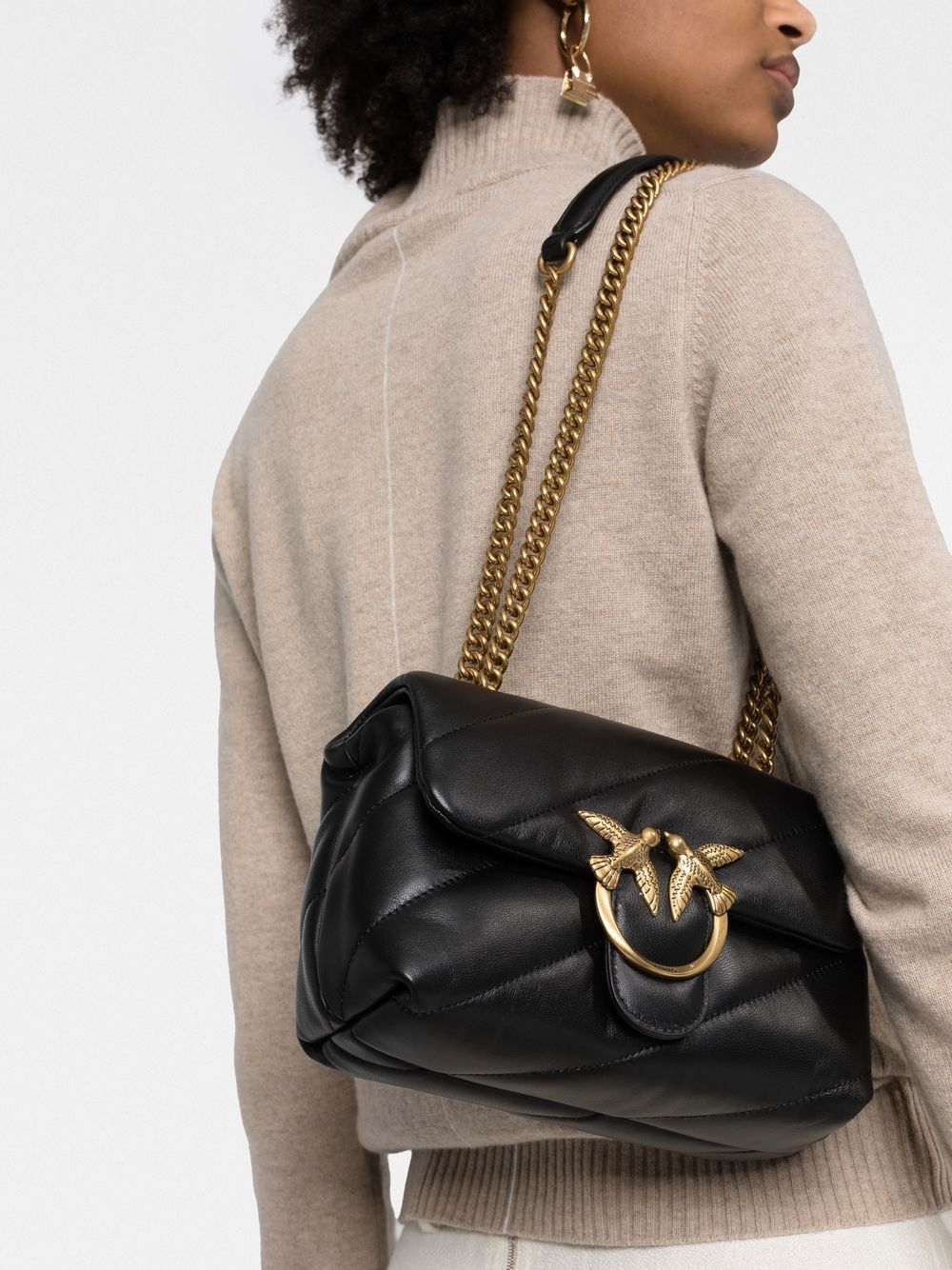 Pinko Bags Nero Oro Lea