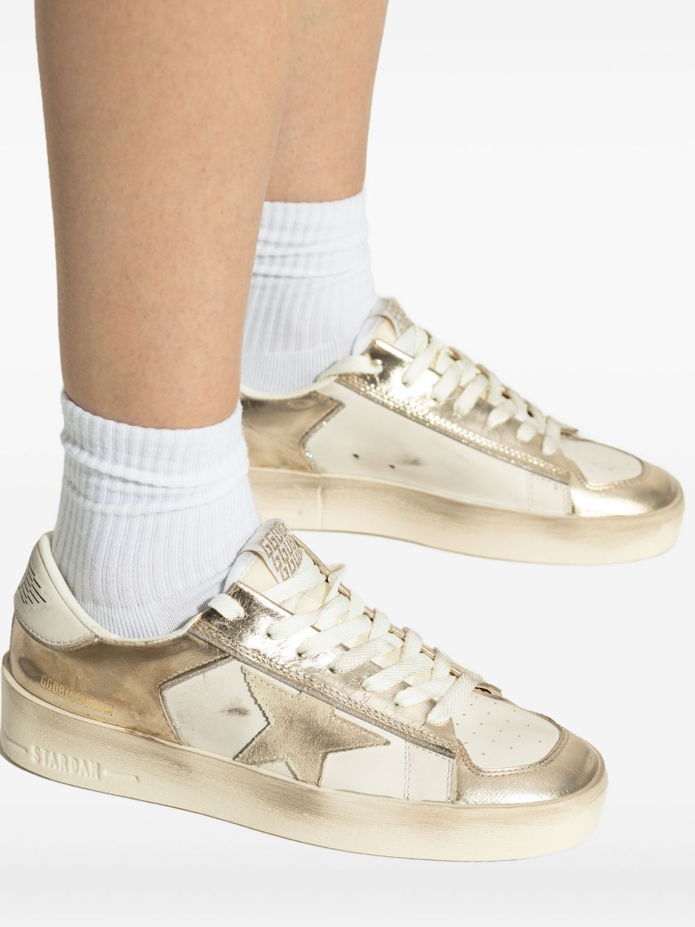 Golden Goose Flat Shoes White/gold Leather