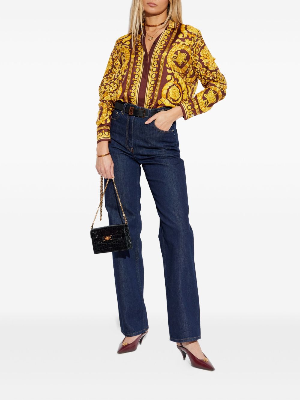 Versace Shirts Burgundy / Gold