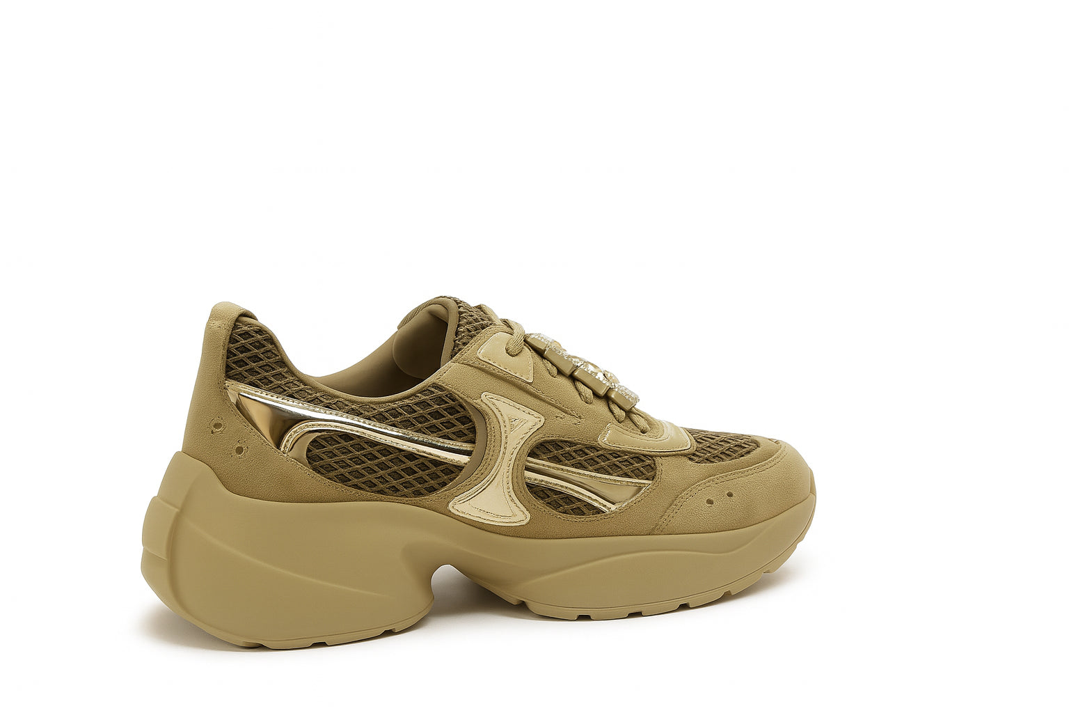 Roger Vivier Flat shoes Khaki Gold Suede