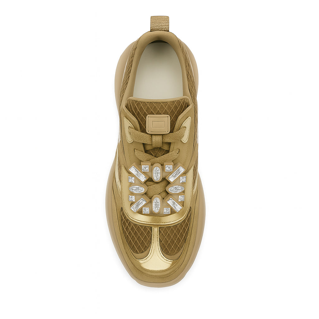 Roger Vivier Flat shoes Khaki Gold Suede