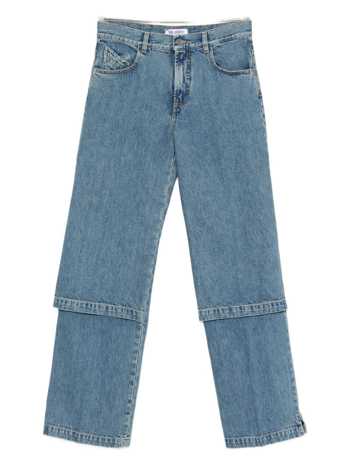 The Attico Trousers Blue Cotton