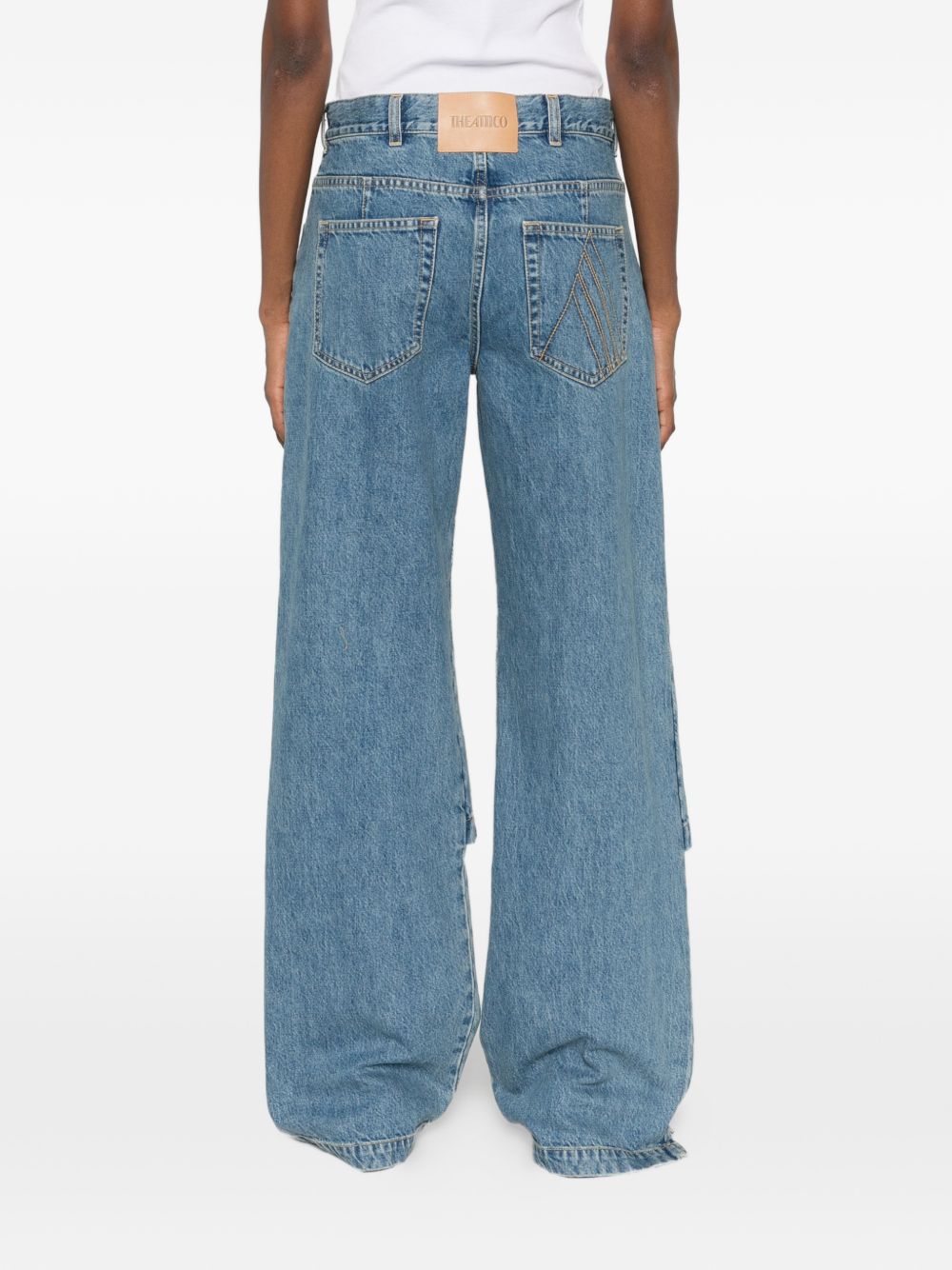 The Attico Trousers Blue Cotton