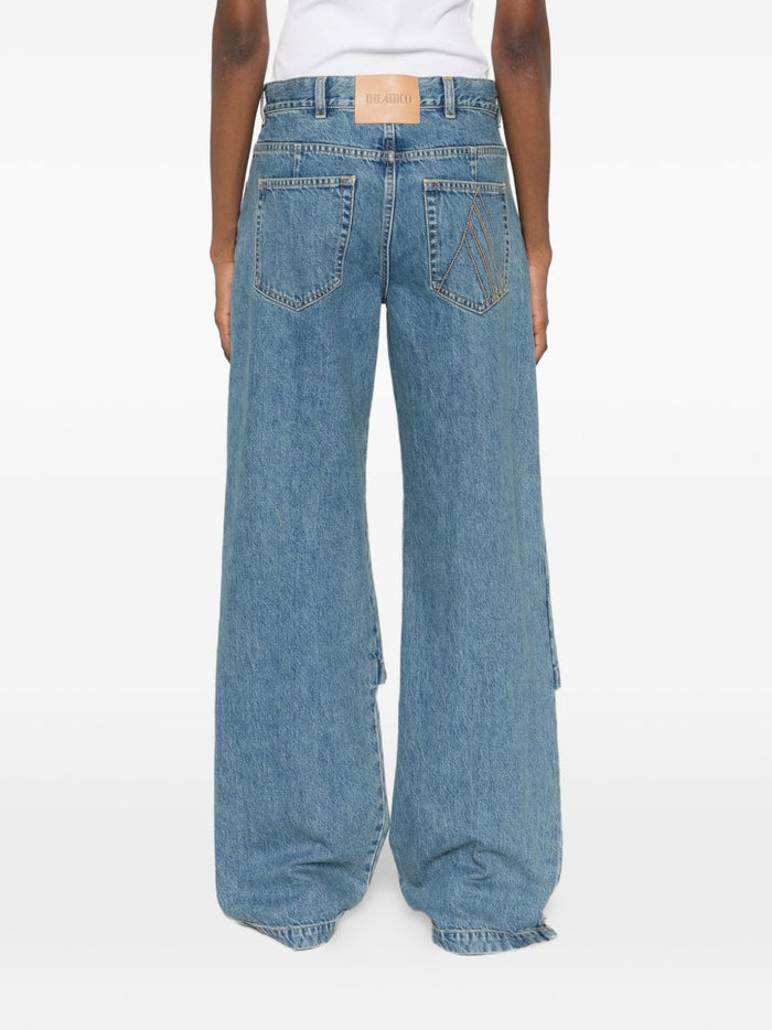 The Attico Trousers Blue Cotton