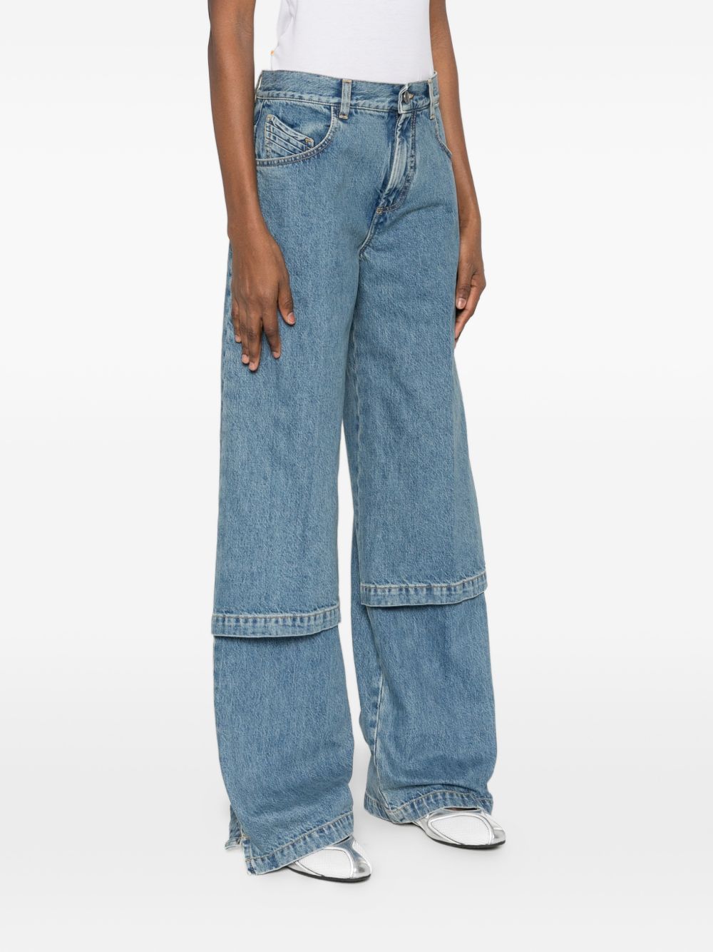 The Attico Trousers Blue Cotton