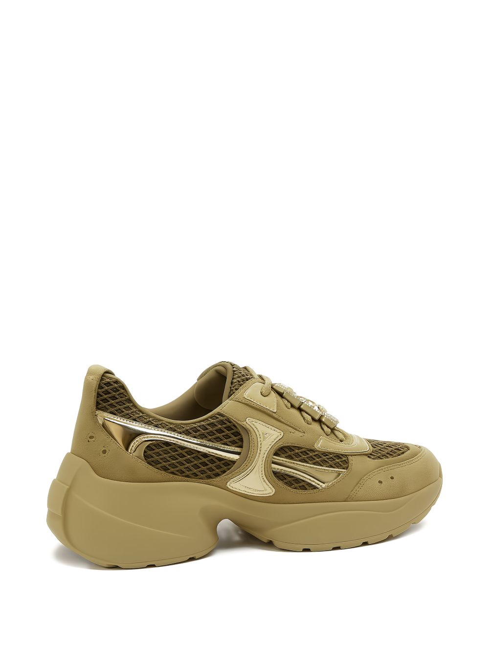 Roger Vivier Flat shoes Khaki Gold Suede