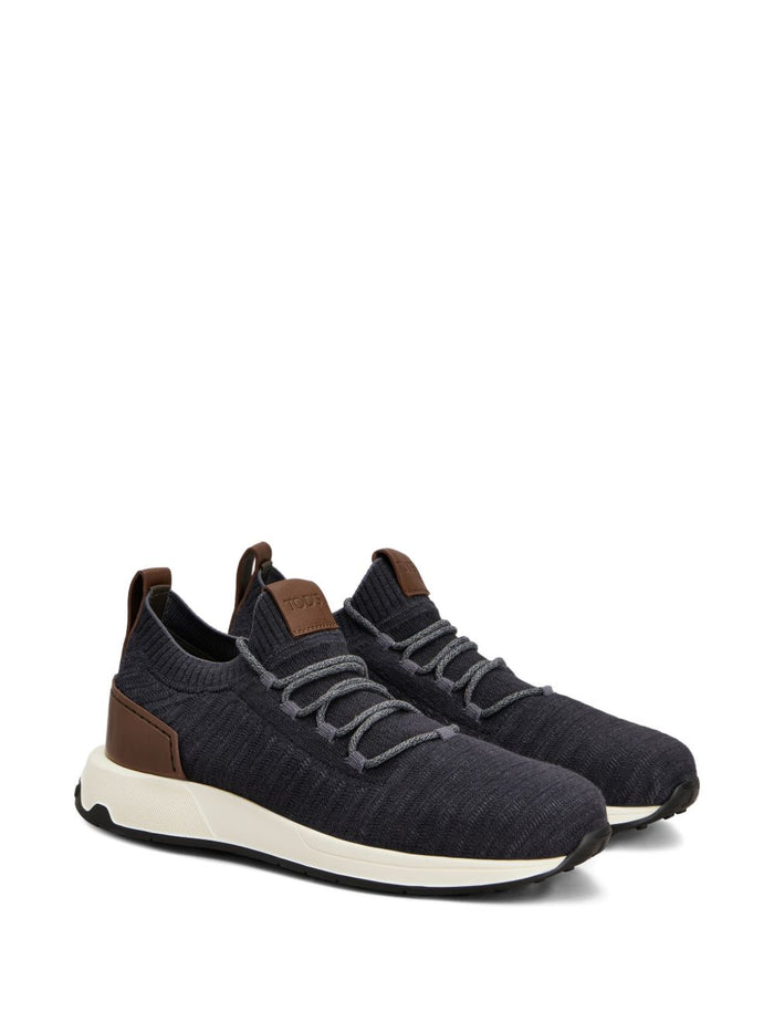 Tods Flat Shoes Charcoal Grey Knit Upper