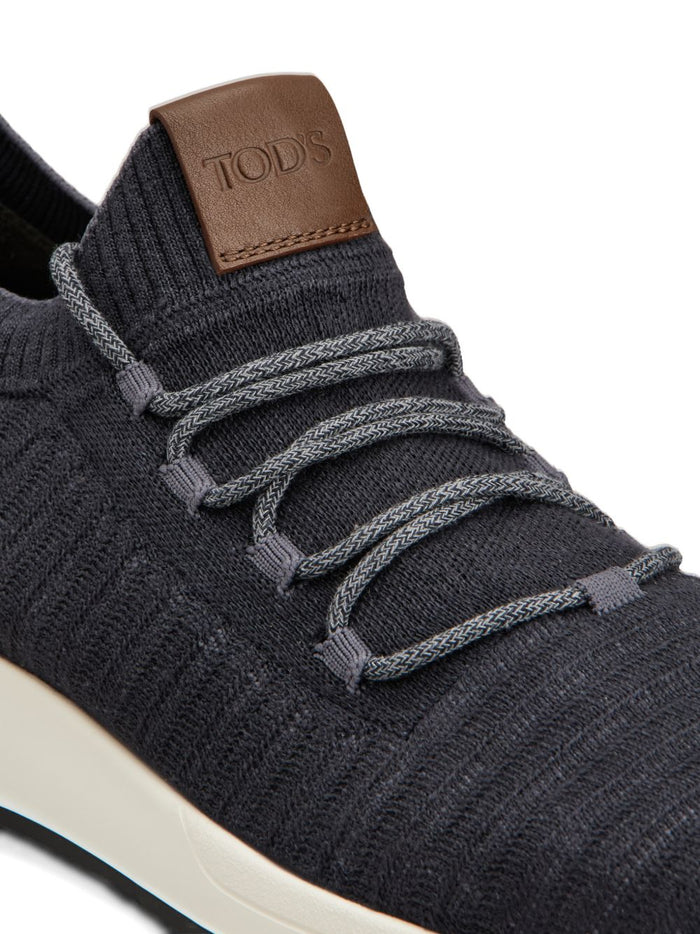Tods Flat Shoes Charcoal Grey Knit Upper