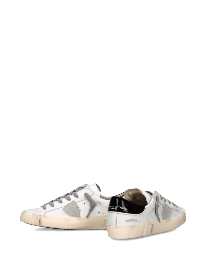 Philippe Model Flat shoes Blanc Noir Leather/suede