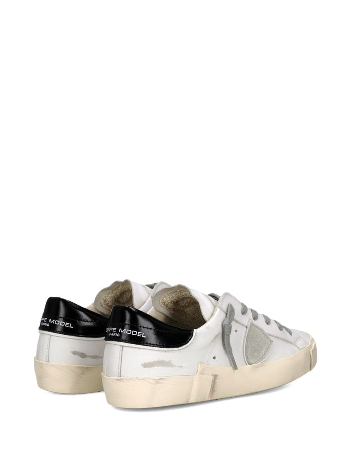 Philippe Model Flat shoes Blanc Noir Leather/suede