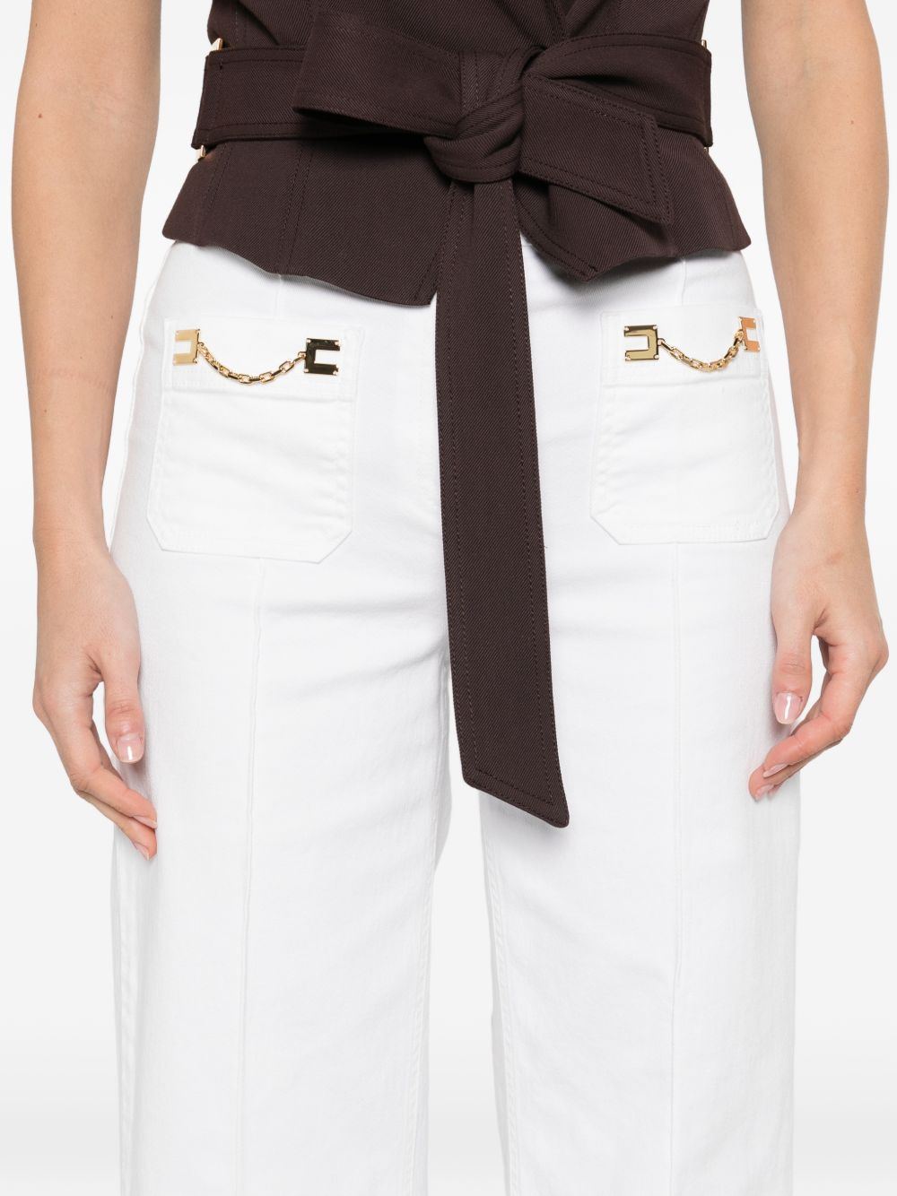 Elisabetta Franchi Trousers Ivory Coea