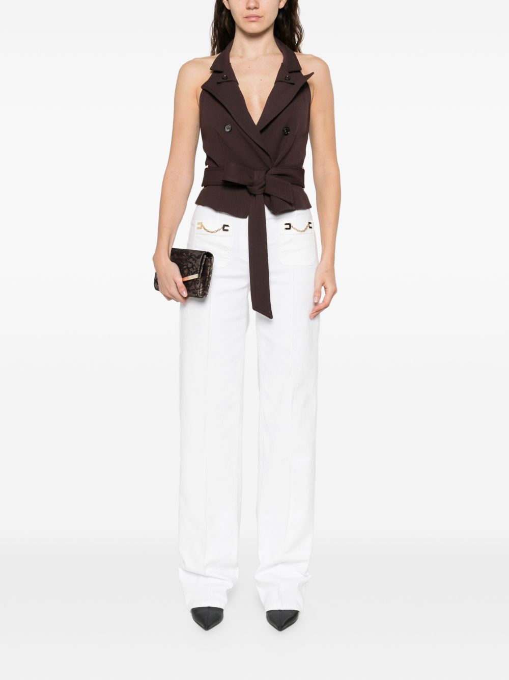 Elisabetta Franchi Trousers Ivory Coea