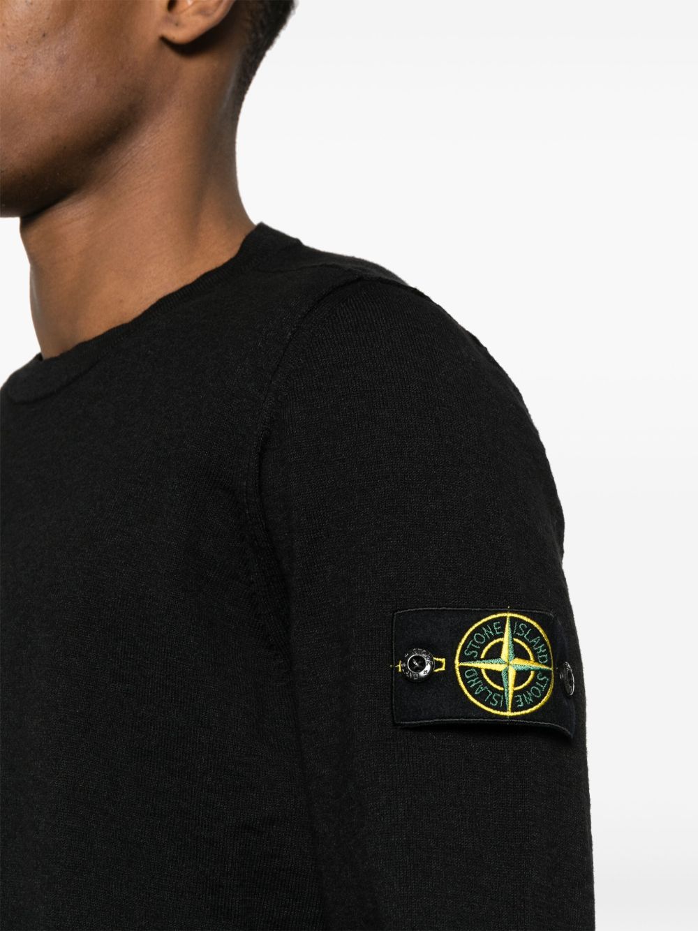 Stone Island Sweaters Black Cotton Polyamide