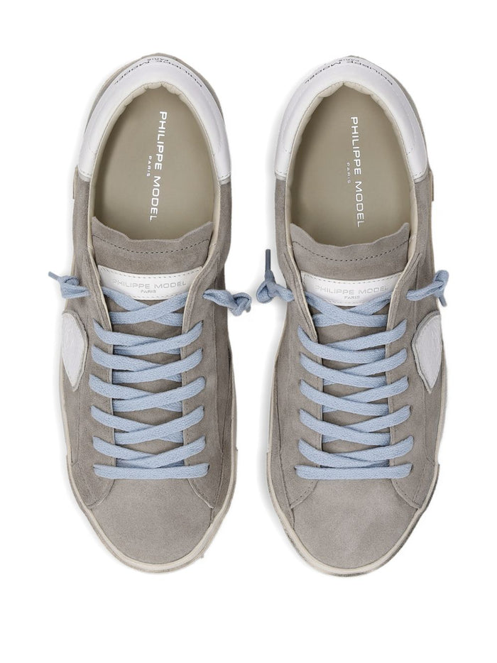 Philippe Model Flat Shoes Gris Blanc Suede