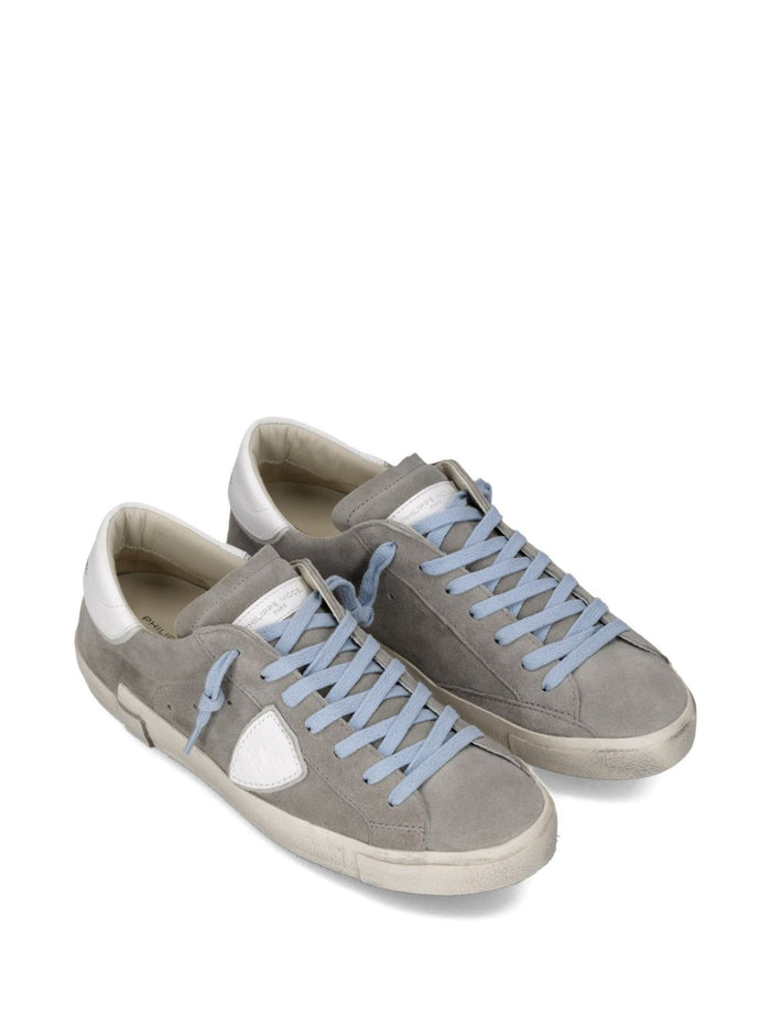 Philippe Model Flat Shoes Gris Blanc Suede