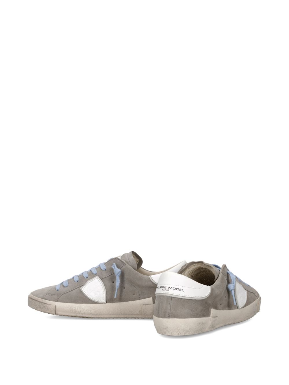 Philippe Model Flat Shoes Gris Blanc Suede